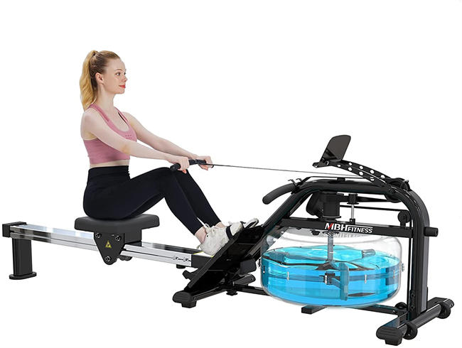 Water Rowing Machine with LCD Monitor for Home Use Sports Fitness Training Equipment, Workout app, 330 Lbs Weight Capacity